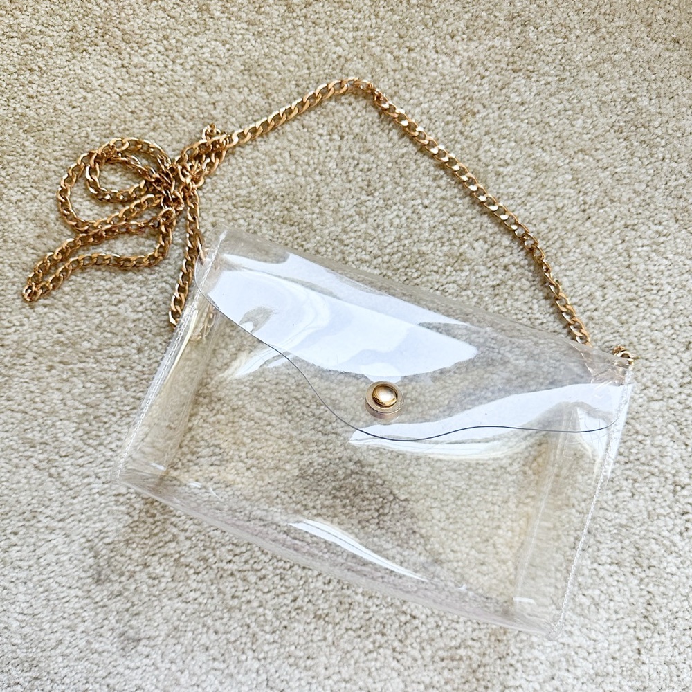 Clear purse with gold hardware